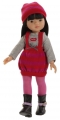 Кукла Лиу в красном полосатом сарафане и серой шапочке, 32 см