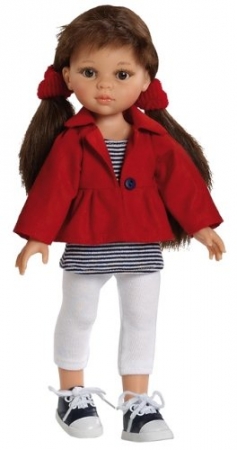 Кукла Кэрол с хвостиками в красной курточке и белых лосинах, 32 см
