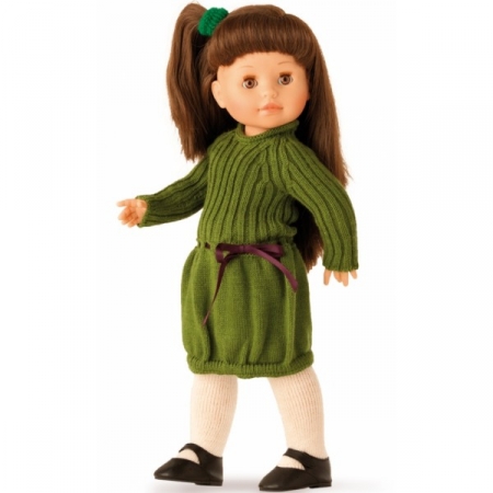 Кукла Норма в зеленом вязаном платье, 40 см