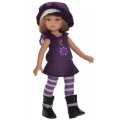 Кукла Карла в фиолетовом платье, берете и полосатых колготках, 32 см