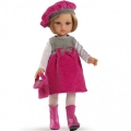 Кукла Карла с сумочкой, в серо-розовом платье и розовых сапогах, 32 см