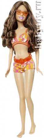 Barbie Кукла Барби "Пляжный стиль", оранжевый купальник
