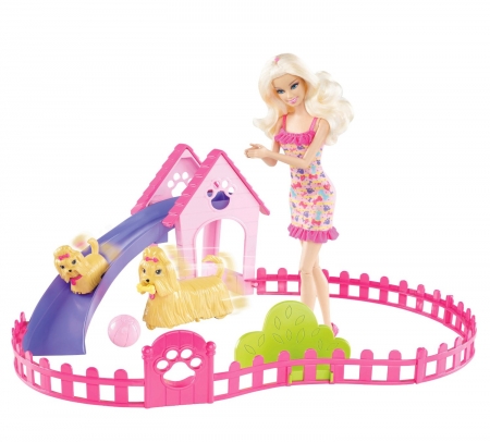 Barbie Кукла Барби и Игровая площадка для щенят
